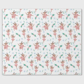 Ballerina rendieren en kerstbogen cadeaupapier (Vlak)