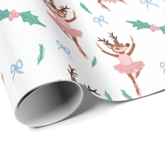 Ballerina rendieren en kerstbogen cadeaupapier (Rol Hoek)