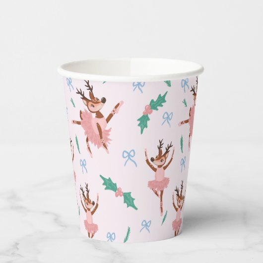 Ballerina rendieren en kerstbogen papieren bekers (Links)