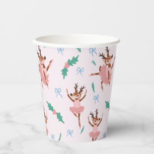 Ballerina rendieren en kerstbogen papieren bekers