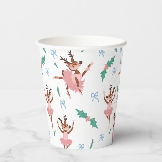 Ballerina rendieren en kerstbogen papieren bekers (Achterkant)