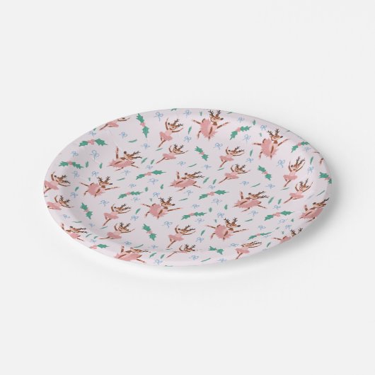 Ballerina rendieren en kerstbogen papieren bordje (Gekanteld)