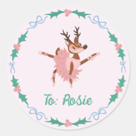 Ballerina rendieren en kerstbogen ronde sticker