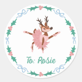 Ballerina rendieren en kerstbogen ronde sticker