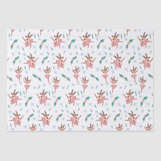 Ballerina rendieren en kerstbogen tissuepapier (Voorkant)