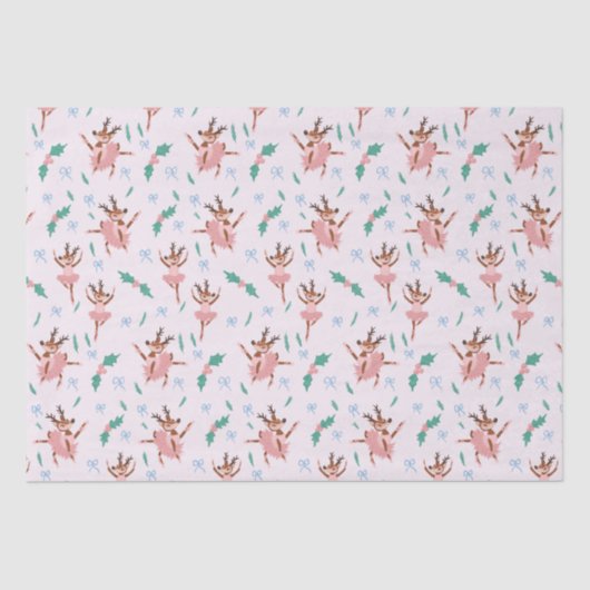 Ballerina rendieren en kerstbogen tissuepapier (Voorkant)