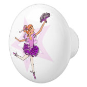 Ballerina rood haar meisje ballet paarse kunst deu keramische knop (Rechts)
