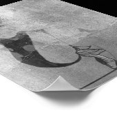 Ballerina Rood Haar Vrouw Lichaam Zilver Zwart Gri Poster (Hoek)