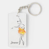 Ballerina Roos Ballet Dancer Persoonlijke naam Sleutelhanger (achterkant)