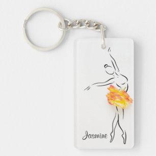 Ballerina Roos Ballet Dancer Persoonlijke naam Sleutelhanger