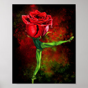 Ballerina Roos Balletdanseres Poster - Schilderij