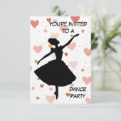 Ballerina Roos Gold Dance Party Uitnodiging (Staand voorkant)