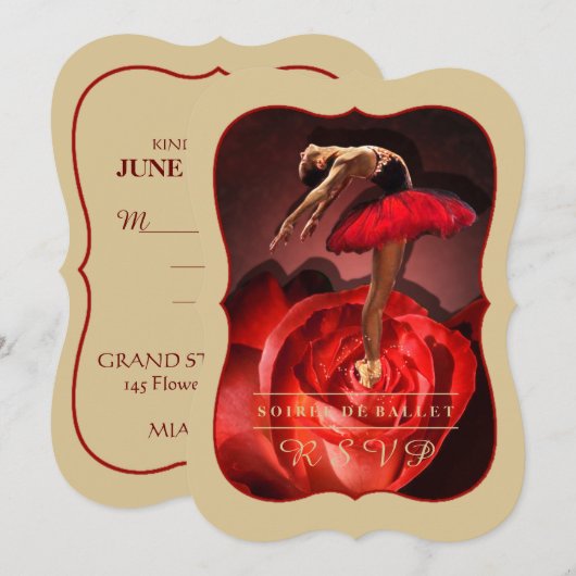 Ballerina Roos - RSVP-kaart Kaart (Voorkant / Achterkant)