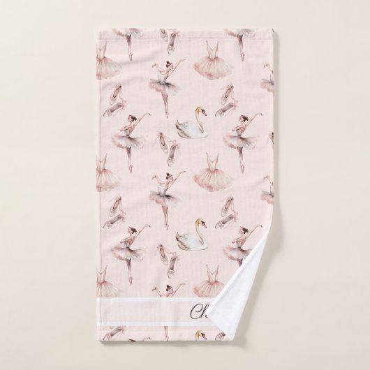 Ballerina Roze Balletschoenen Gepersonaliseerde na Bad Handdoek (Handdoek)
