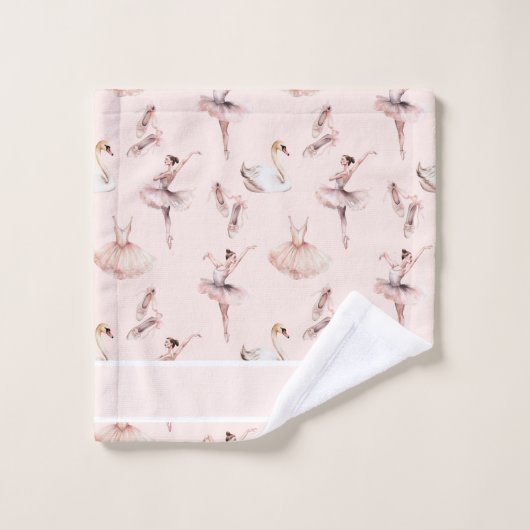 Ballerina Roze Balletschoenen Gepersonaliseerde na Bad Handdoek (Wasdoekje)