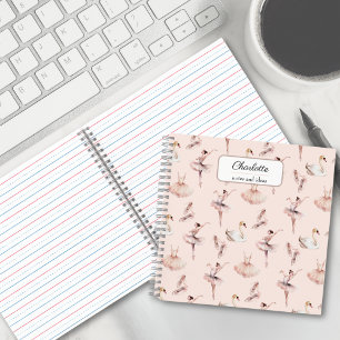 Ballerina Roze Balletschoenen Gepersonaliseerde na Notitieboek