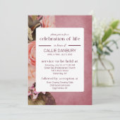 Ballerina roze bloemen begrafenis viering van het kaart (Staand voorkant)