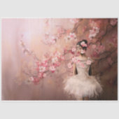 Ballerina roze bloesem boom portret kunst tissuepapier (Voorkant)