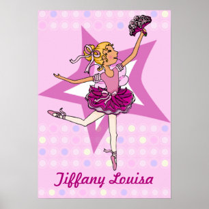 Ballerina roze - blonde meisje "jouw naam" poster