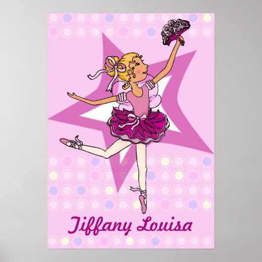 Ballerina roze - blonde meisje "jouw naam" poster (Voorkant)