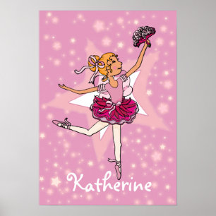 Ballerina roze blonde poster
