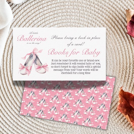 Ballerina Roze Bow Meisje Boek voor Baby shower Ga Informatiekaartje