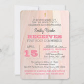 Ballerina Roze Eerste Heilige Communie Uitnodiging (Voorkant)