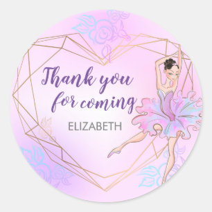  Ballerina Roze Gepersonaliseerde Verjaardag Ronde Sticker