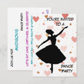 Ballerina Roze Goud Dansfeest Uitnodiging (Voorkant / Achterkant)