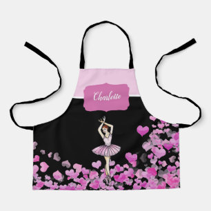 Ballerina Roze Jurk Roze Harten Over Zwart Schort