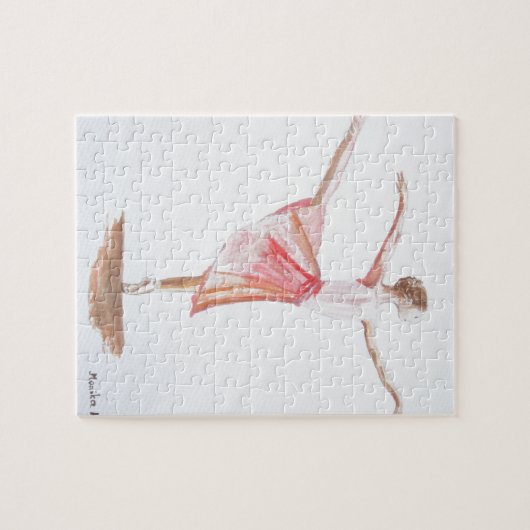 Ballerina roze meisje waterverf danseres ballet legpuzzel (Horizontaal)