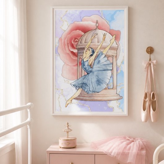 Ballerina Roze Muurkunst Poster