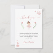 Ballerina roze pastel schattige verjaardag bedankkaart (Voorkant)