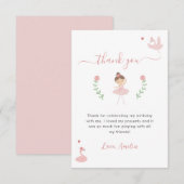 Ballerina roze pastel schattige verjaardag bedankkaart (Voorkant / Achterkant)