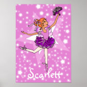 Ballerina roze - poster met rode haarster (Voorkant)