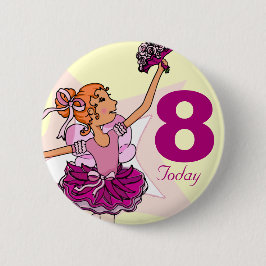 Ballerina roze roze gember verjaardagsknicht ronde button 5,7 cm