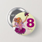 Ballerina roze roze gember verjaardagsknicht ronde button 5,7 cm (Voorkant /achterkant)