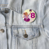 Ballerina roze roze gember verjaardagsknicht ronde button 5,7 cm (In situ)