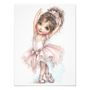 Ballerina Roze Satijnen Slippers Roze Tutu Aquarel Foto Afdruk