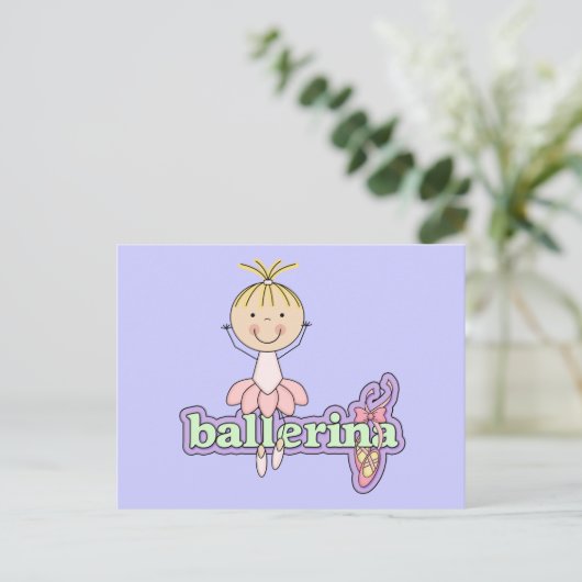 Ballerina - Roze T-shirts en Gifts Briefkaart (Staand voorkant)