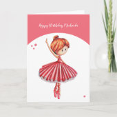 Ballerina Roze Tutu Dancing Meisje Verjaardag Kaart (Voorkant)
