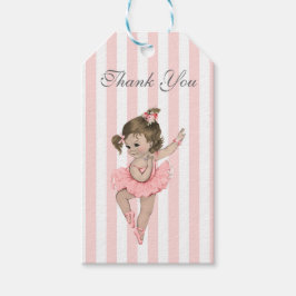Ballerina Roze Tutu Kant Bloemen Strepen Cadeaulabel