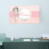 Ballerina Roze Tutu Roze Streep Bloemen Spandoek (Beurs)