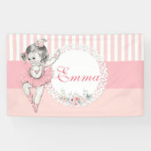 Ballerina Roze Tutu Roze Streep Bloemen Spandoek (Horizontaal)
