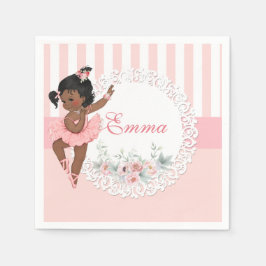 Ballerina Roze Tutu Strepen Bloemen Kant Servet