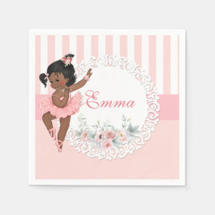 Ballerina Roze Tutu Strepen Bloemen Kant Servet
