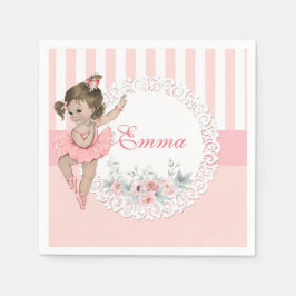Ballerina Roze Tutu Strepen Bloemen Kant Servet