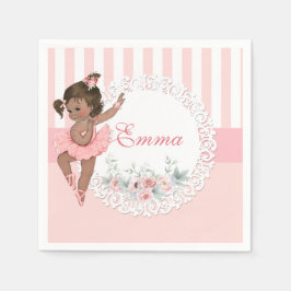 Ballerina Roze Tutu Strepen Bloemen Kant Servet