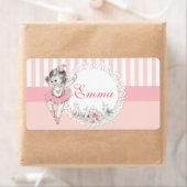 Ballerina Roze Tutu Strepen Bloemen Waterfles Etiket (Insitu)
