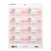 Ballerina Roze Tutu Strepen Bloemen Waterfles Etiket (Full Sheet)